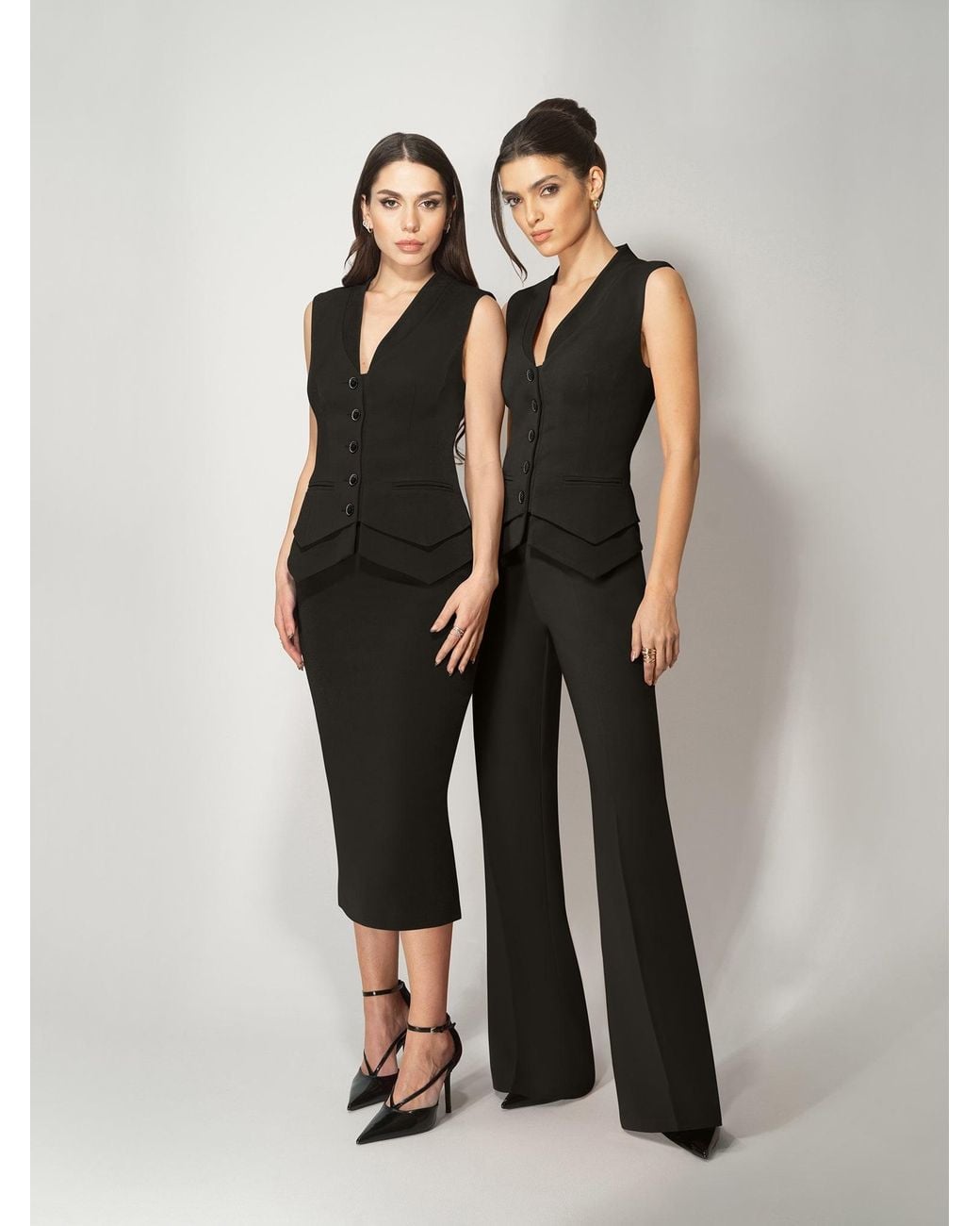 Tia Dorraine Black Fitted Waistcoat & Trousers Set