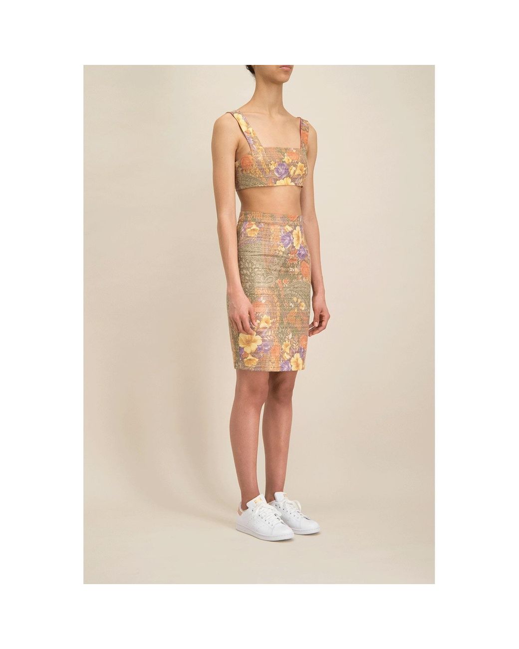 Monique Singh Natural Iconic Ethereal Floral Pencil Skirt
