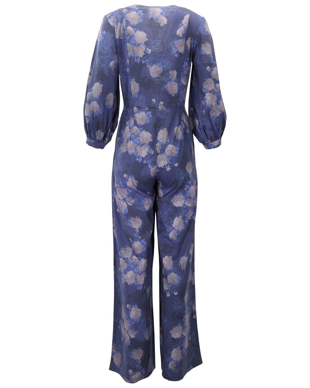 Lords of Harlech Blue Jill Lans Floral Stretch Tencel Jumpsuit