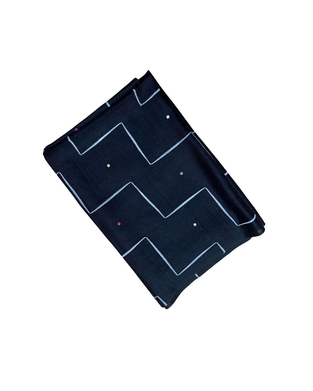 Heritagemoda Blue Embroidered Classic Cashmere Wool Silk Scarf for men