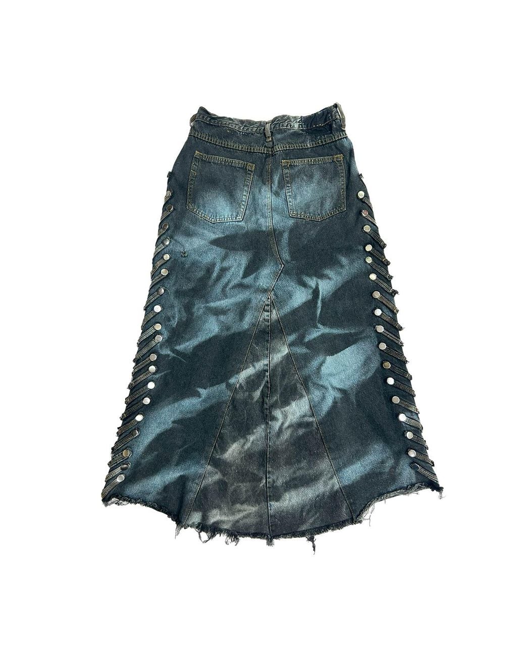 Zasta Studio Blue Shred Couture Carbon Clash Studded Denim Skirt G