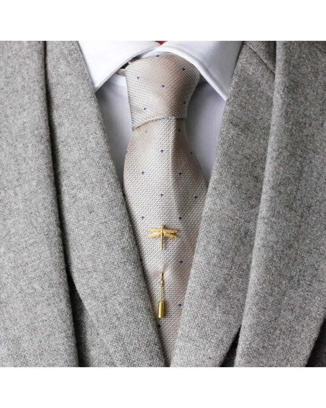 Lee Renee Metallic Dragonfly Tie Pin/Twist Tie Pin – for men