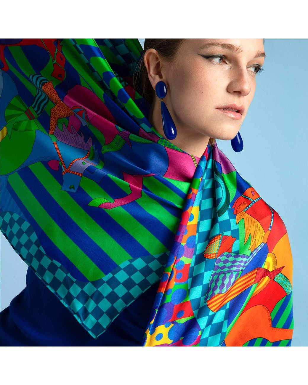 Beatrice von Tresckow Blue Cheltenham Chasers Silk Scarf
