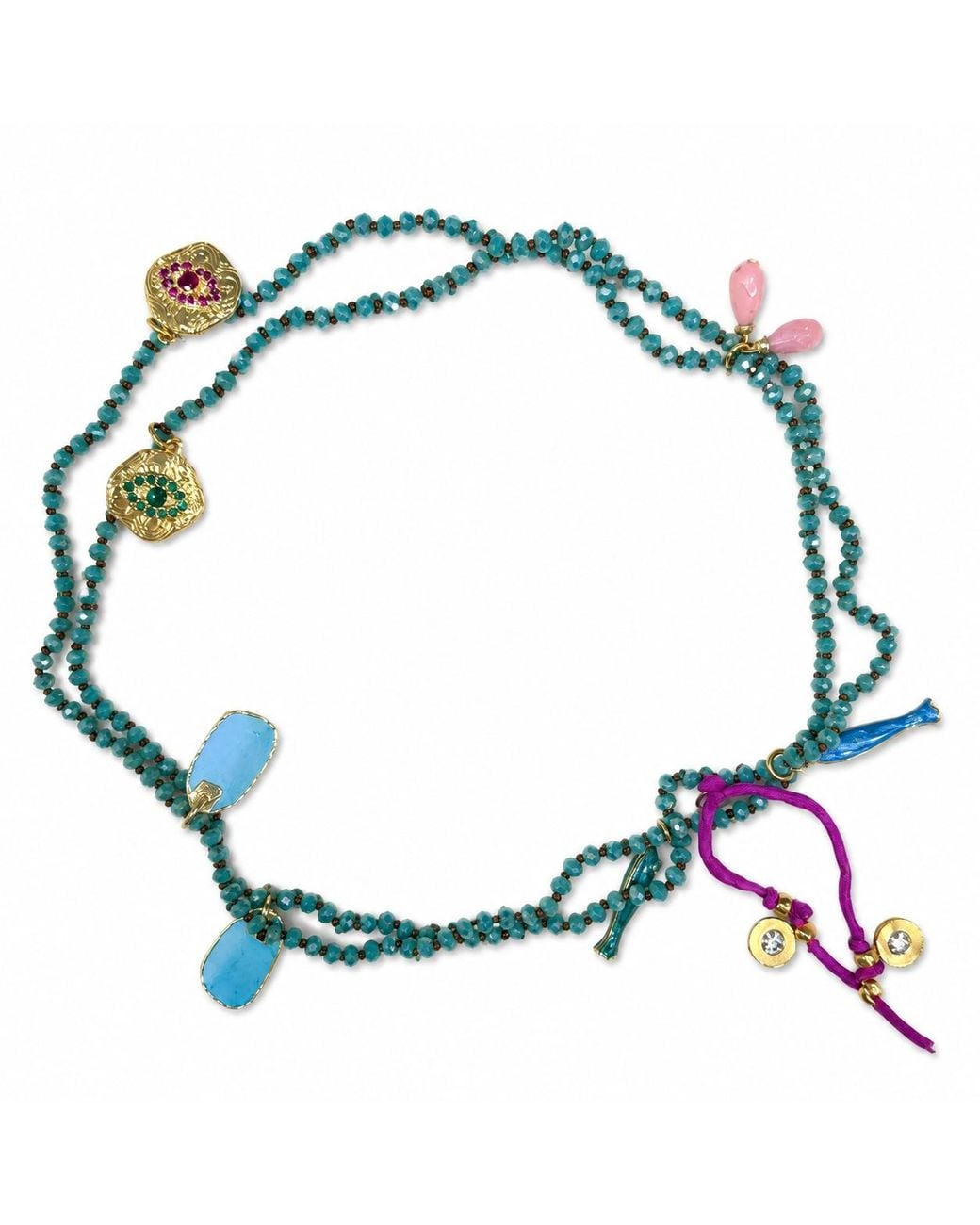 Persia Dona Jewelry Blue Sparkling Gems X Charms Necklace
