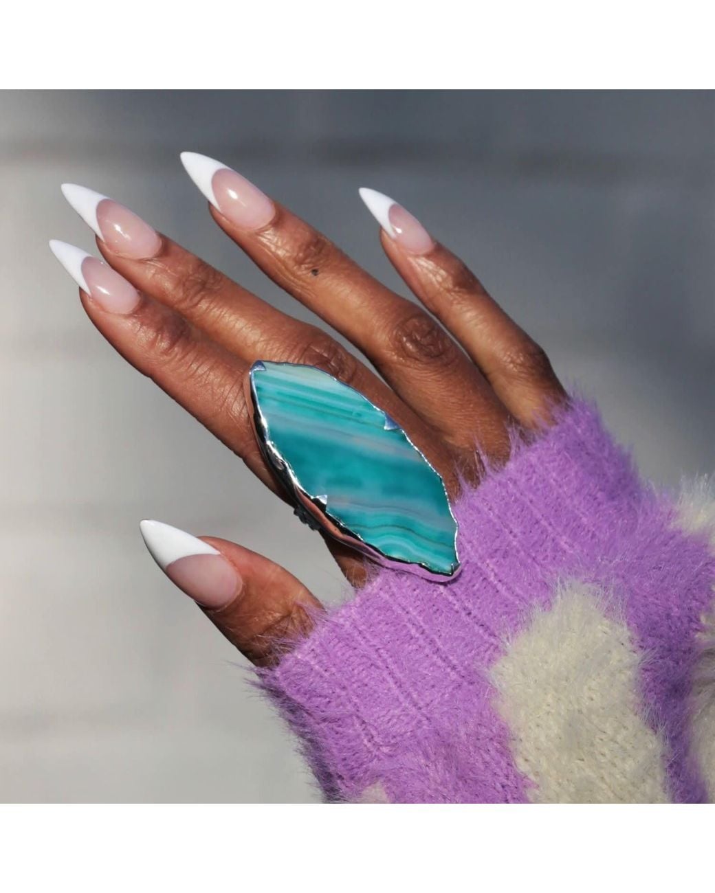 YAA YAA LONDON Blue Sterling Grande Aqua Gemstone Adjustable Ring
