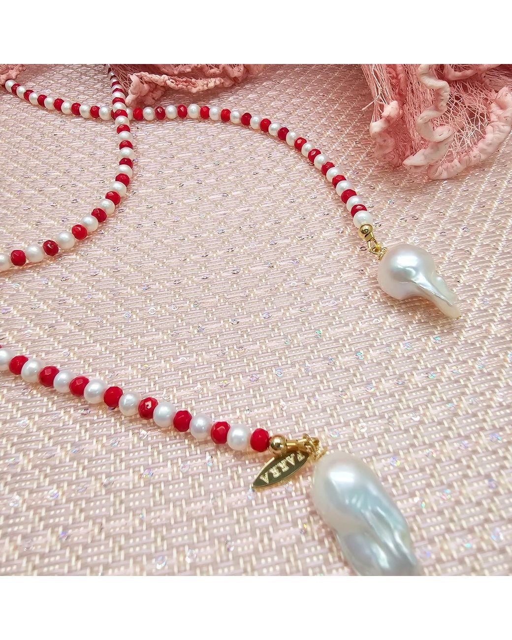 Farra Metallic Freshwater Pearl & Bamboo Coral Convertible Lariat Necklace