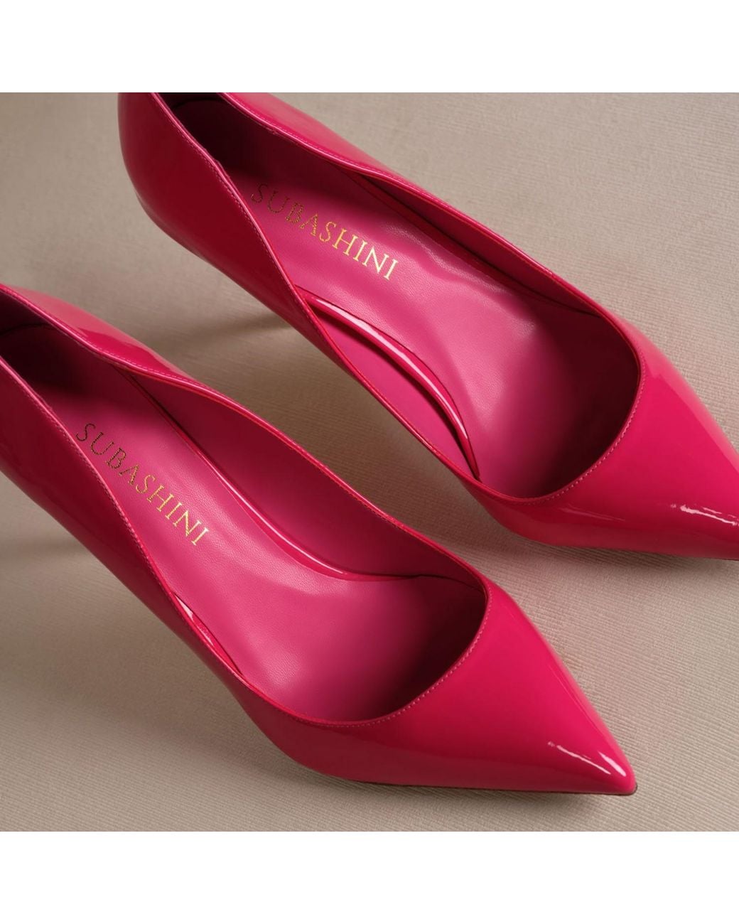 Subashini Heels Pink Fuchsia Mirror Stiletto Pumps