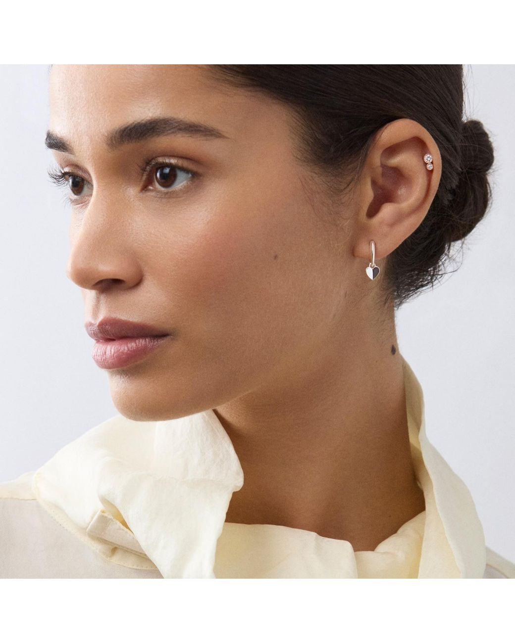 Dinny Hall Metallic Folded Heart Drop Hoops