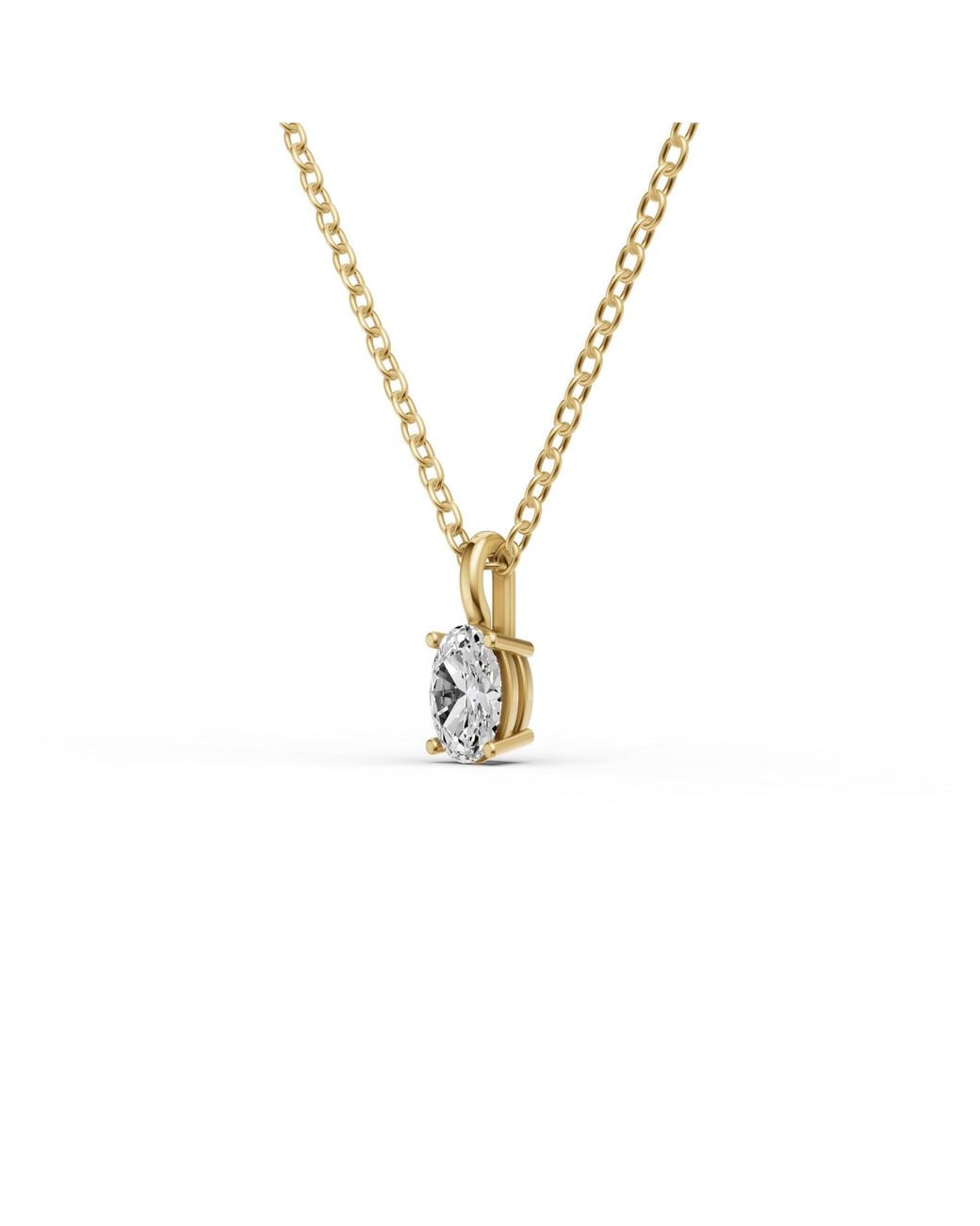 SEREIA OFFICIAL Metallic 14K 0.25 Ct Lab Grown Oval Cut Diamond Solitaire Pendant