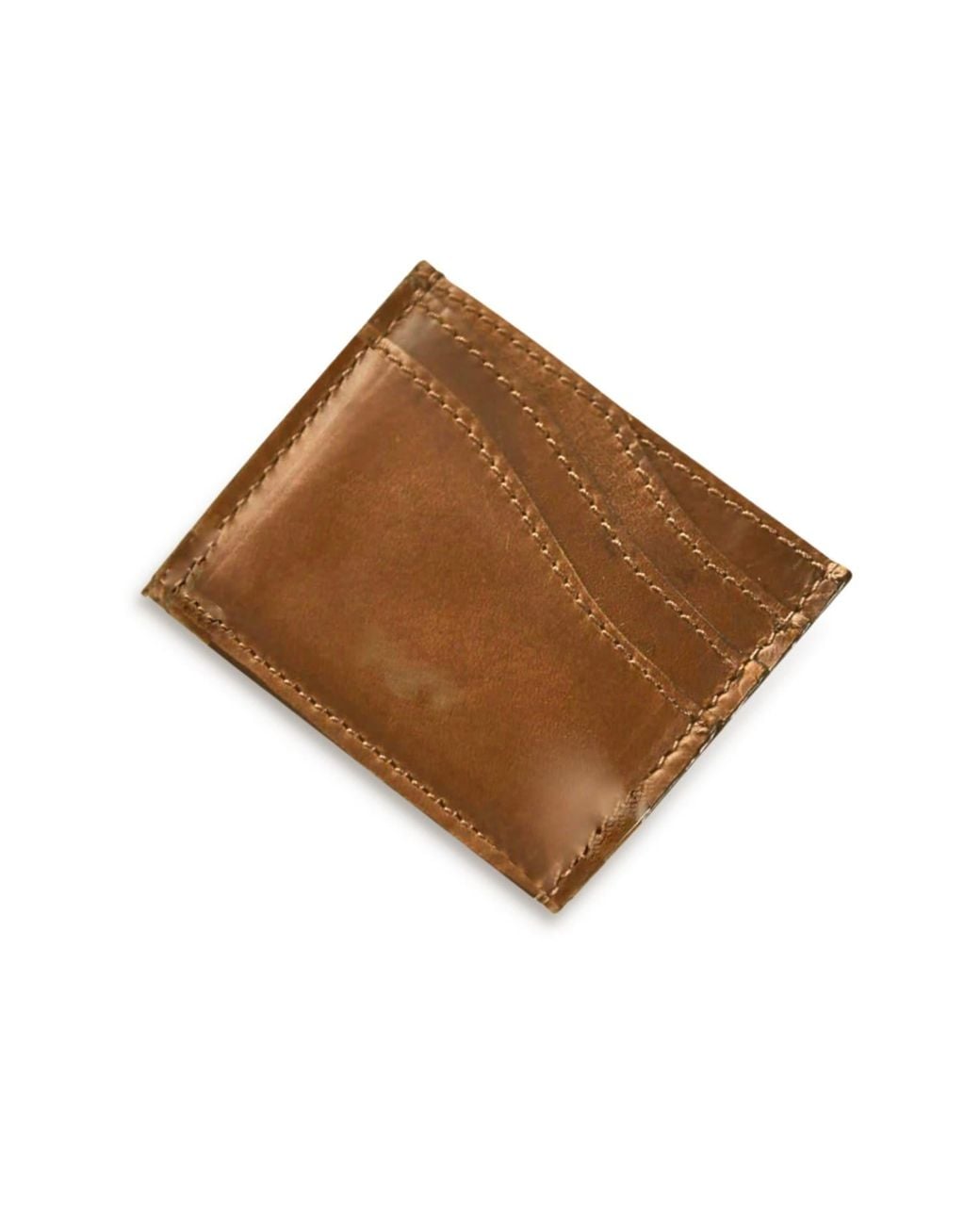 VIDA VIDA Brown Tan Leather Wave Card Holder for men
