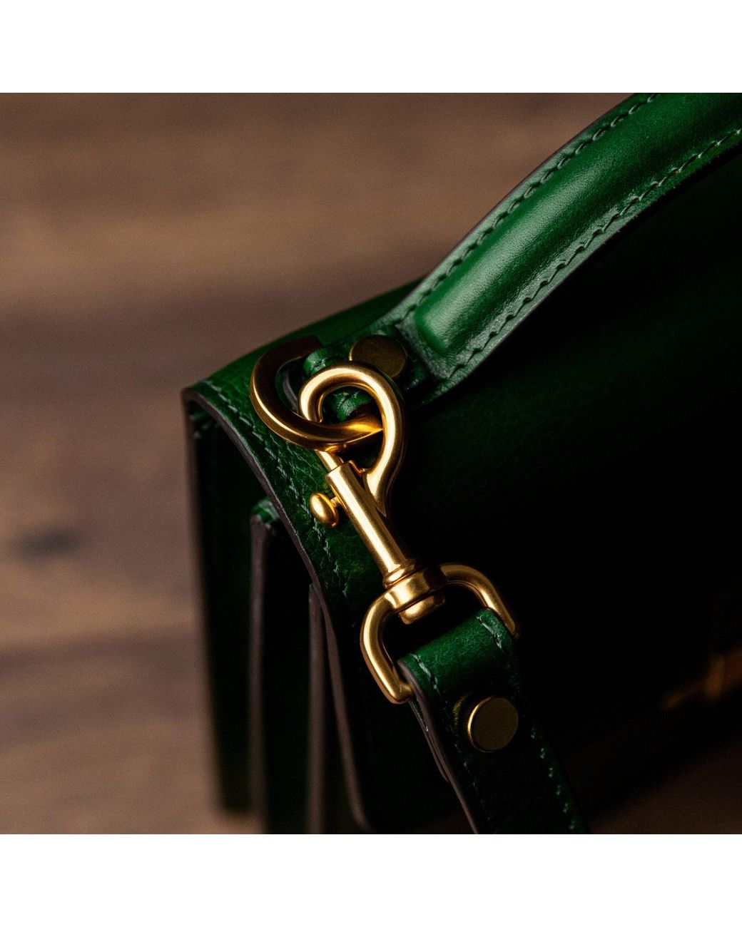 Time Resistance Green Small Leather Briefcase for men
