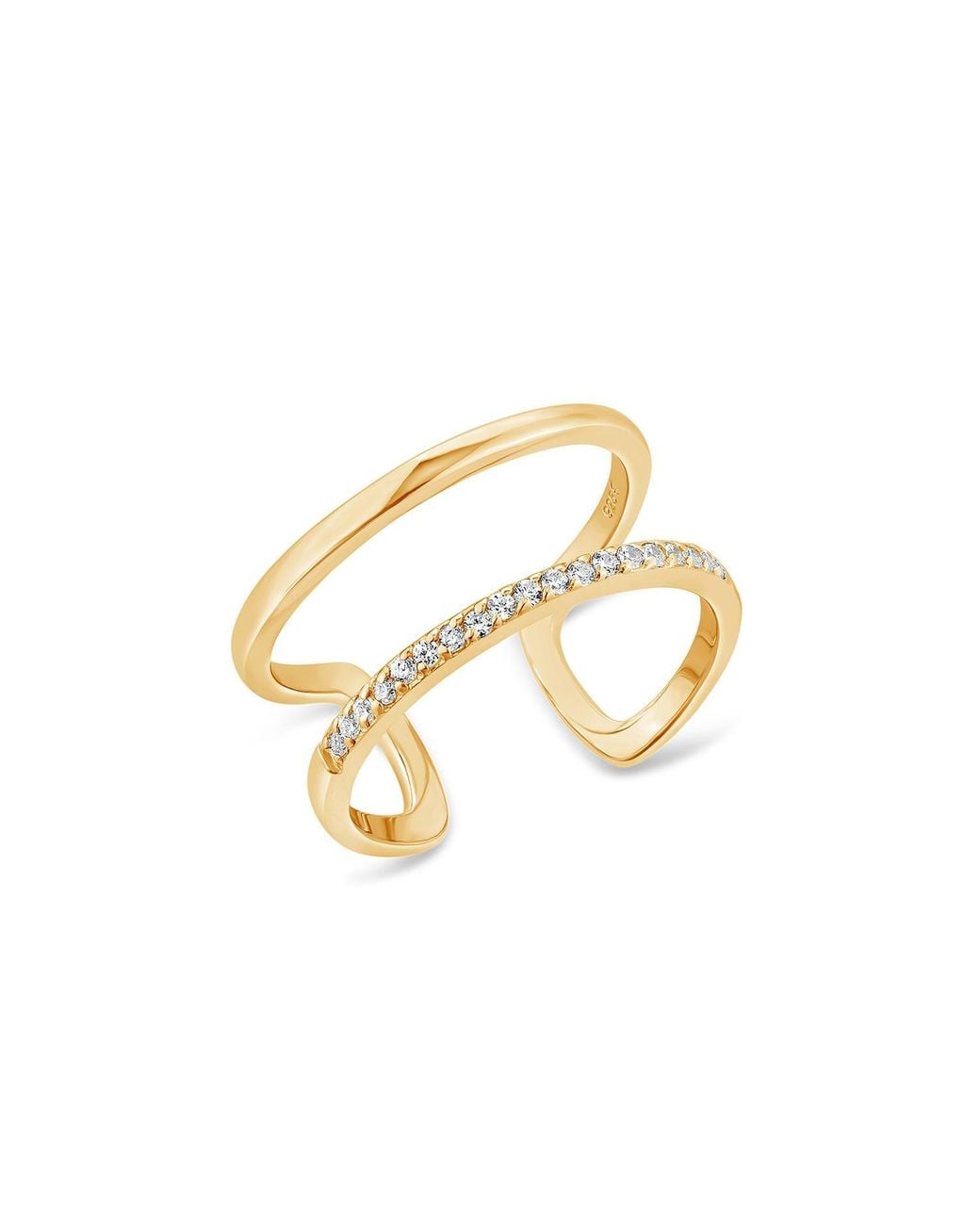 SALLY SKOUFIS Metallic Rythm Ring With Made Cz Diamond Stimulant