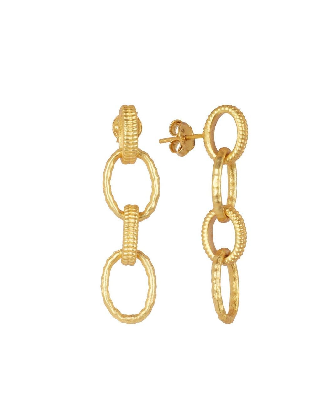 Lila Rasa Metallic Oval Hammered Link Earrings