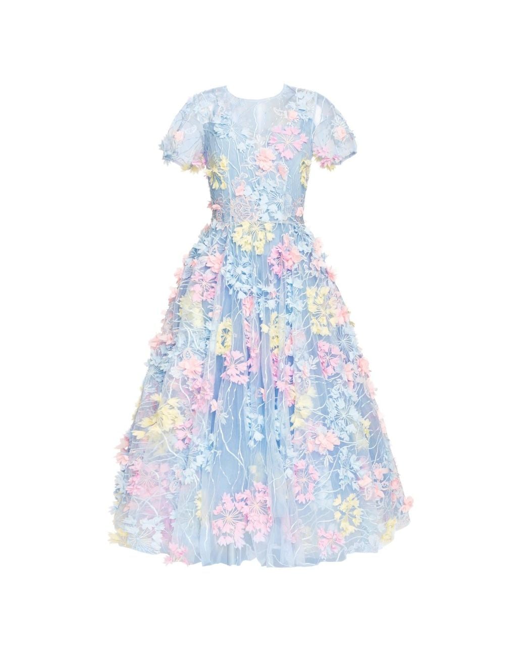 MATSOUR'I Blue Cocktail Dress Hydrangea