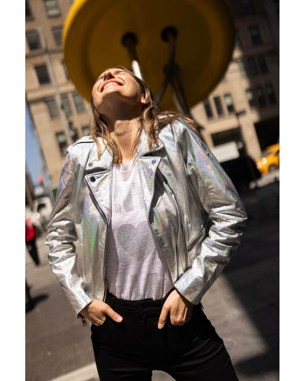Mauritius Gray Metallic Leather Jacket Adeni