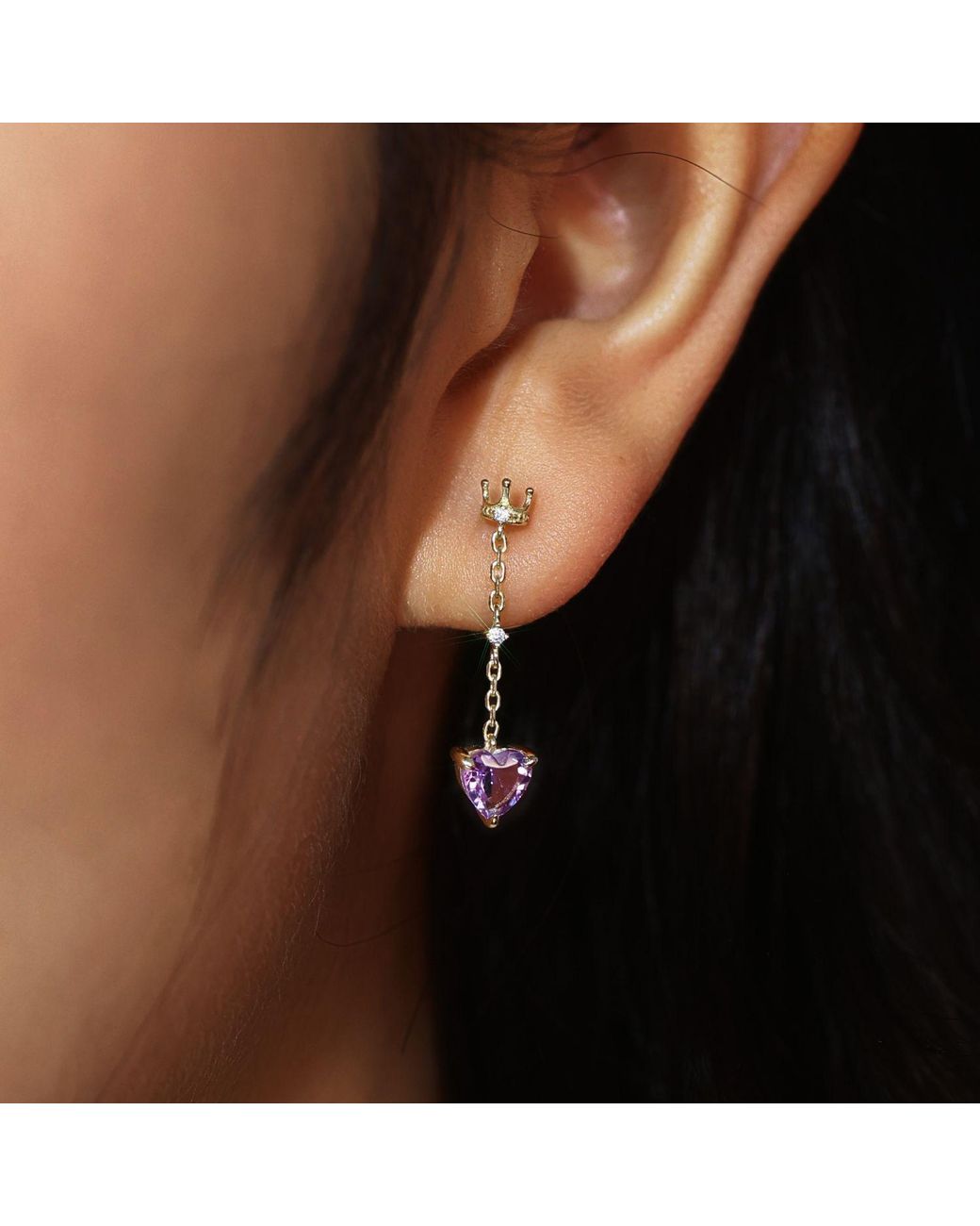 Azura Jewelry New York Metallic Heart Of The Realm Amethyst Earrings Vermeil