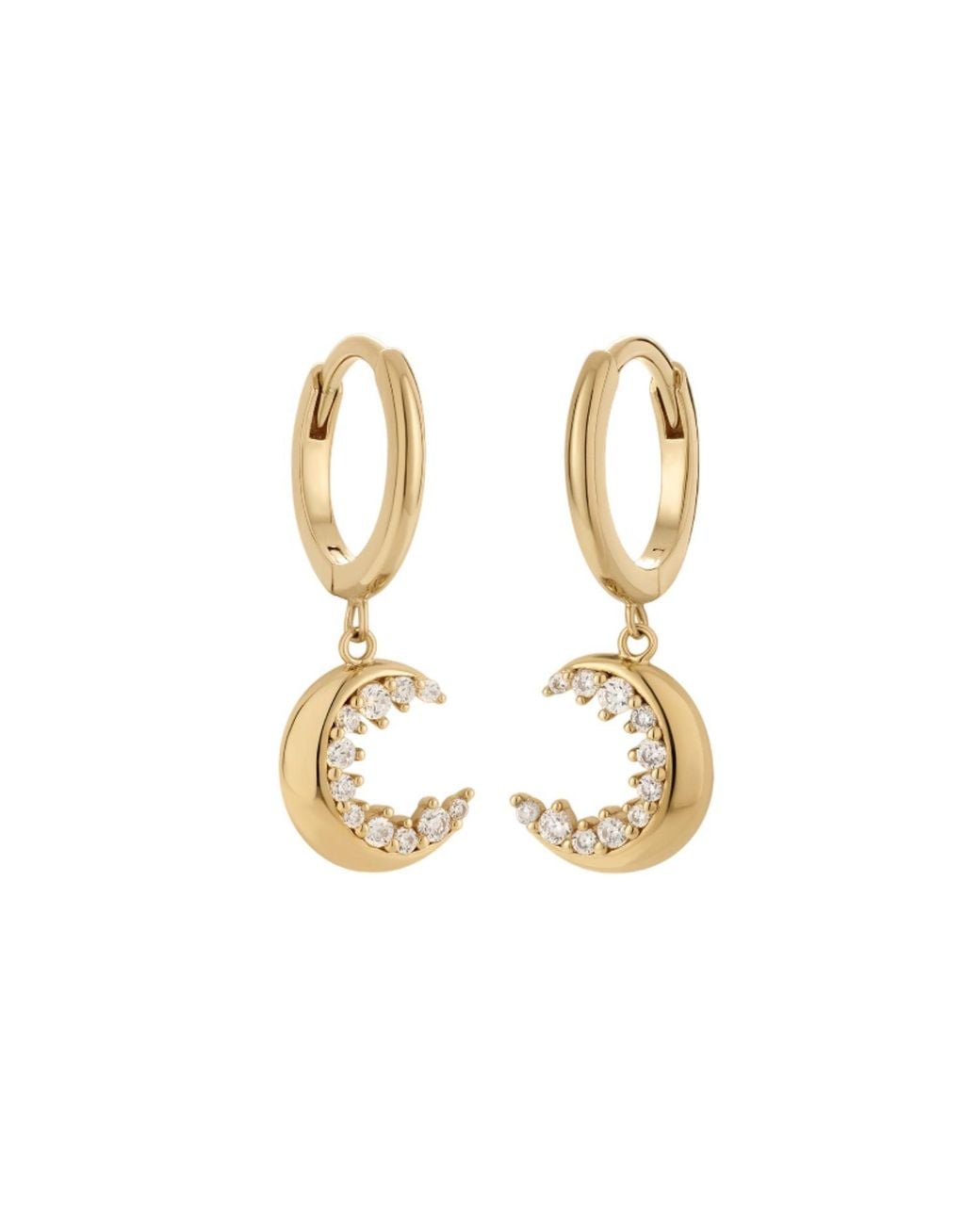 Vanhi Metallic Crescent Moon Crystal Charm Hoops