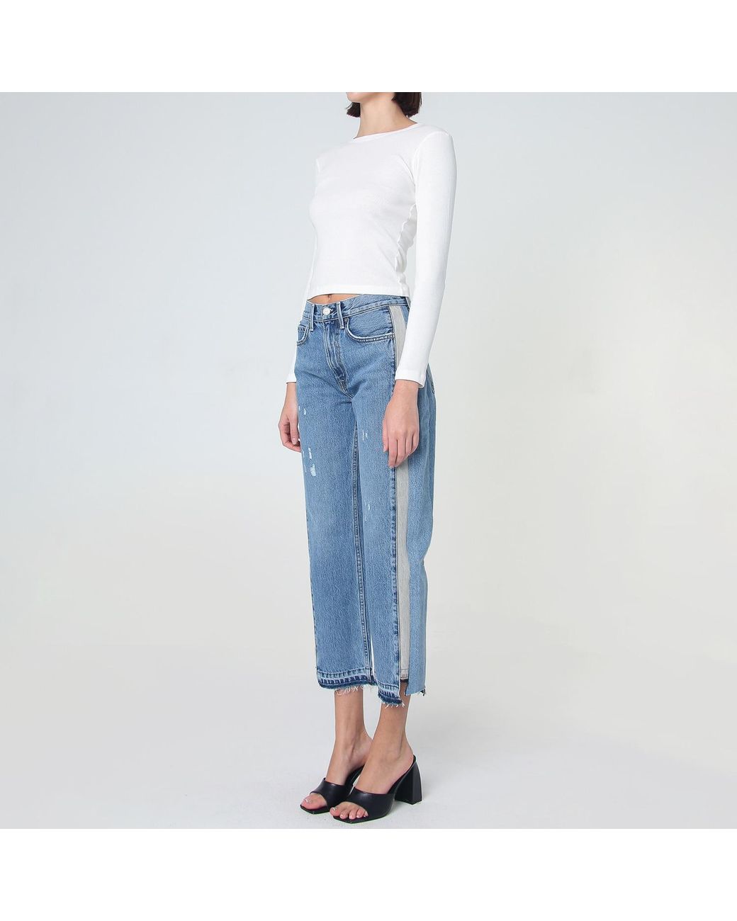 NOEND Blue Remastered Upcycled Crop Straight Jeans