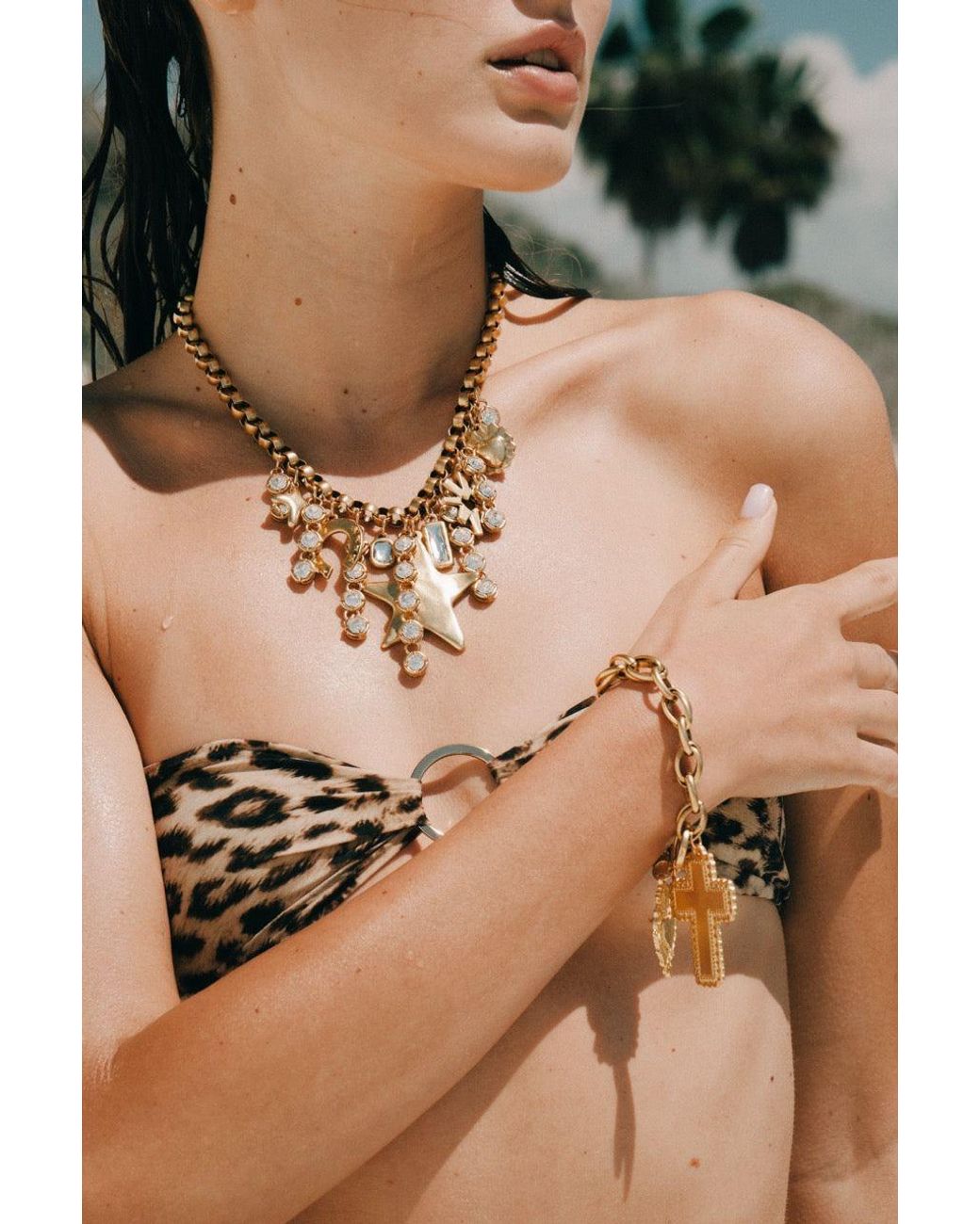 Sccollection Metallic Stevie Rhinestone Star Necklace