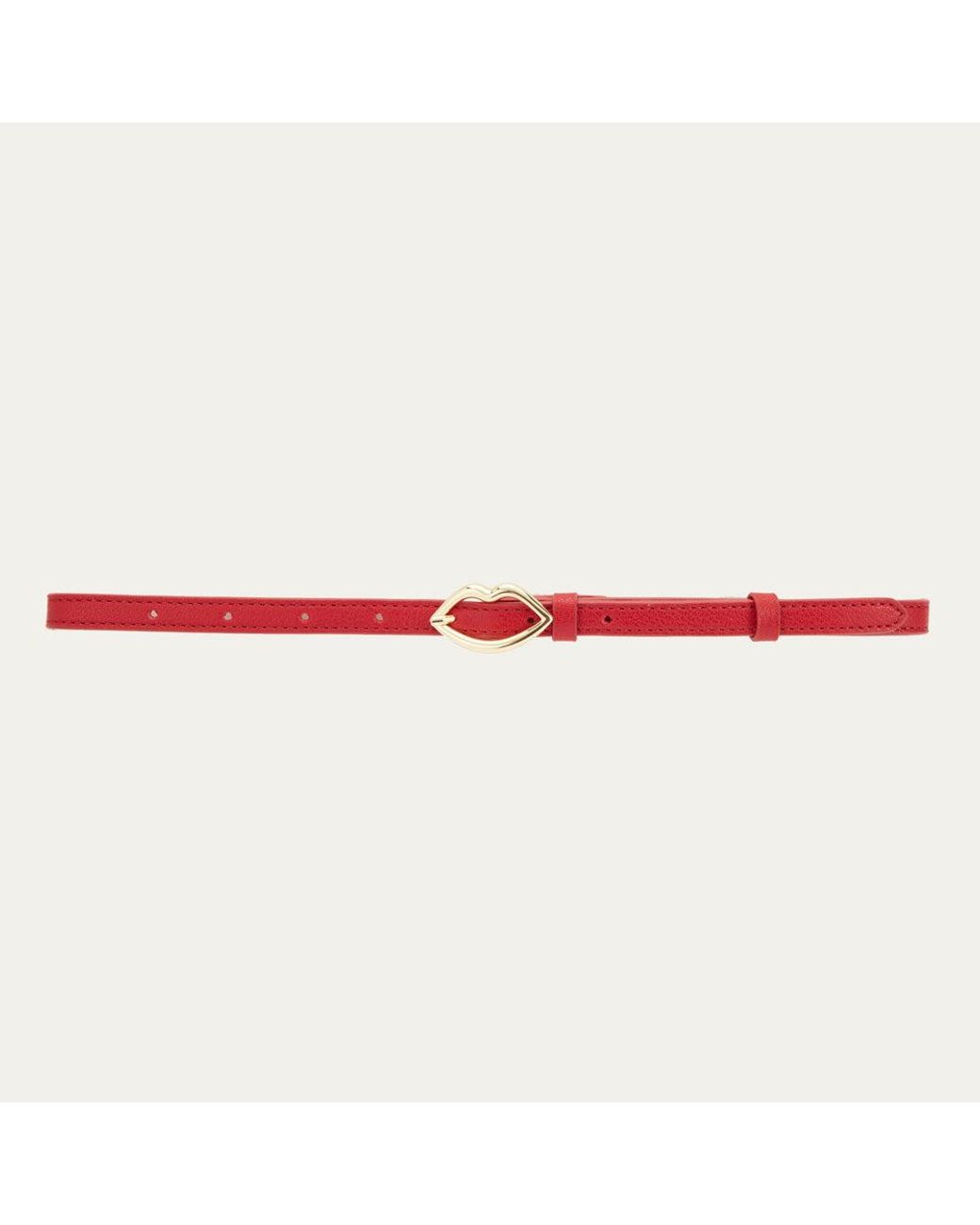 Lulu Guinness Red Lulu Lip Buckle Belt