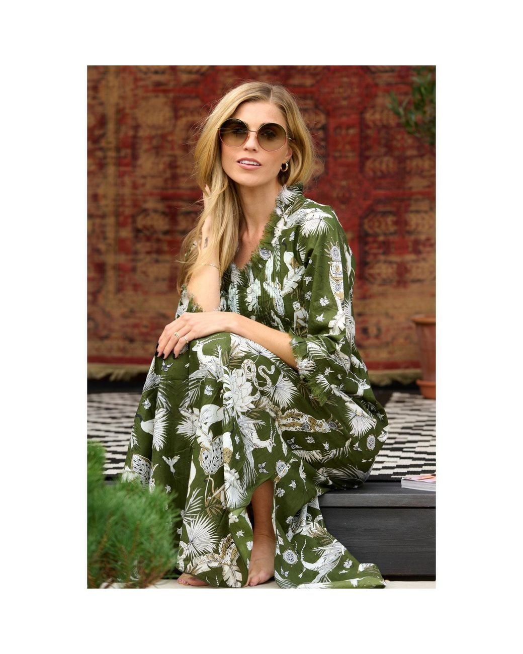 At Last Green Cotton Annabel Maxi Dress