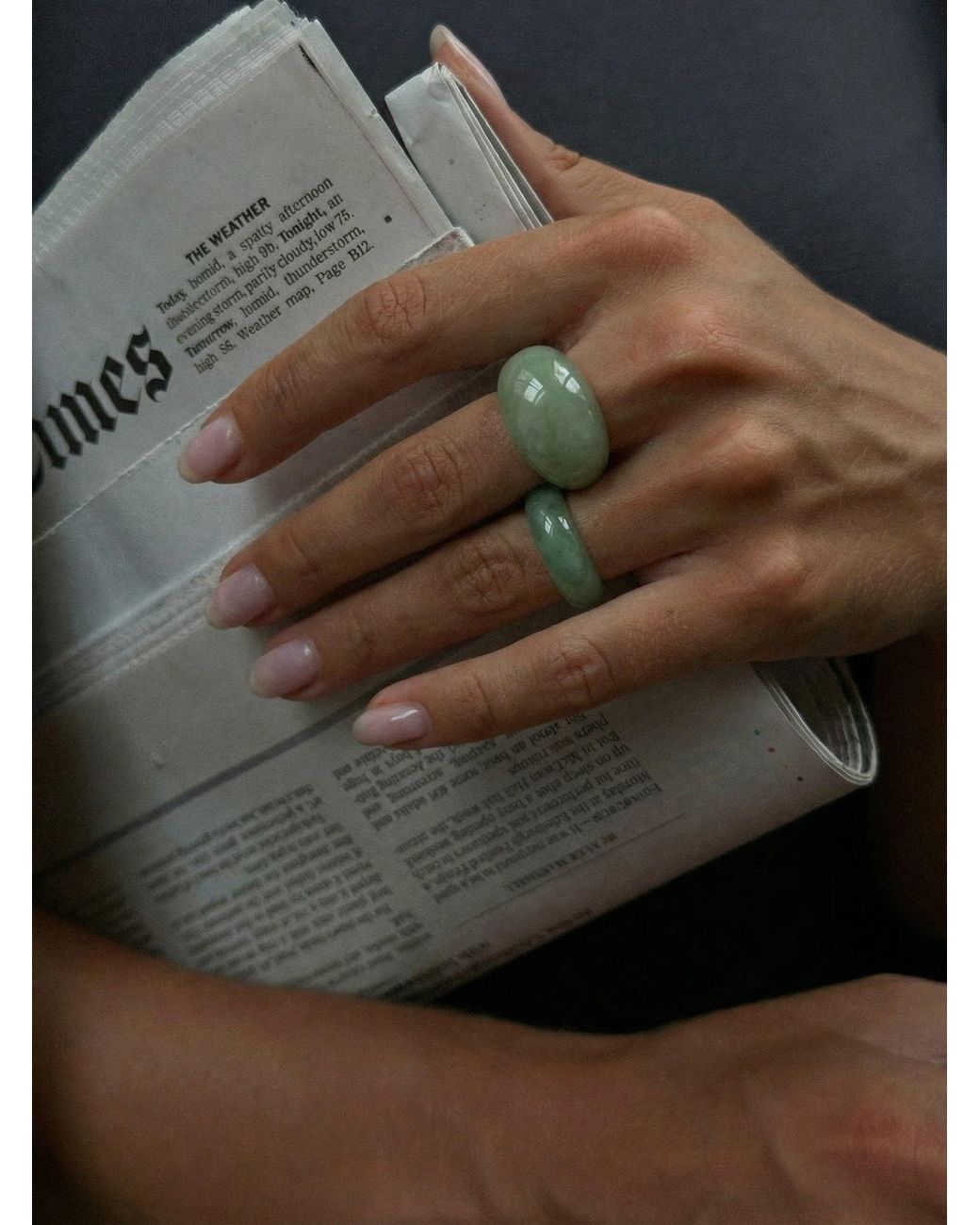 seree Green Dome Jade- Aventurine Signet Ring