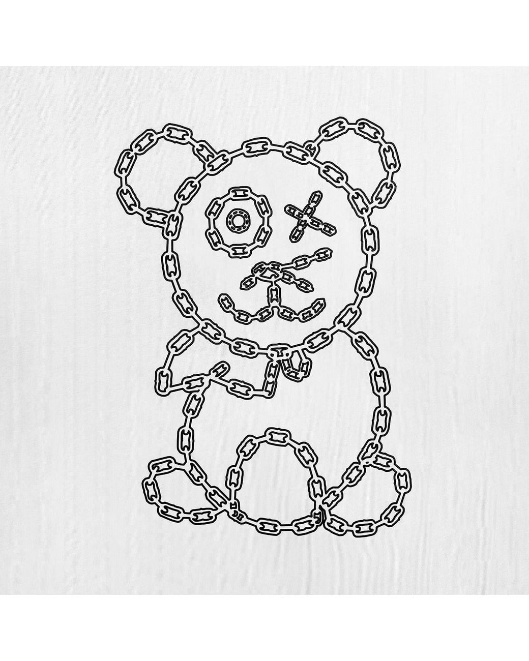 X Ilona Blue Red Universal Fit Graffiti Baby Bear Organic Cotton Chain Link Embroidery Tee for men