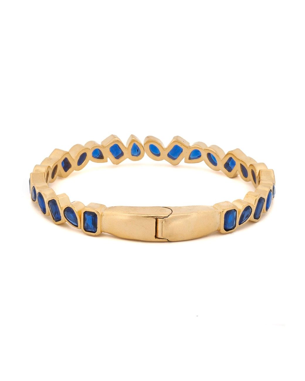 Ebru Jewelry Metallic Majestic Sapphire Stone Bangle Bracelet
