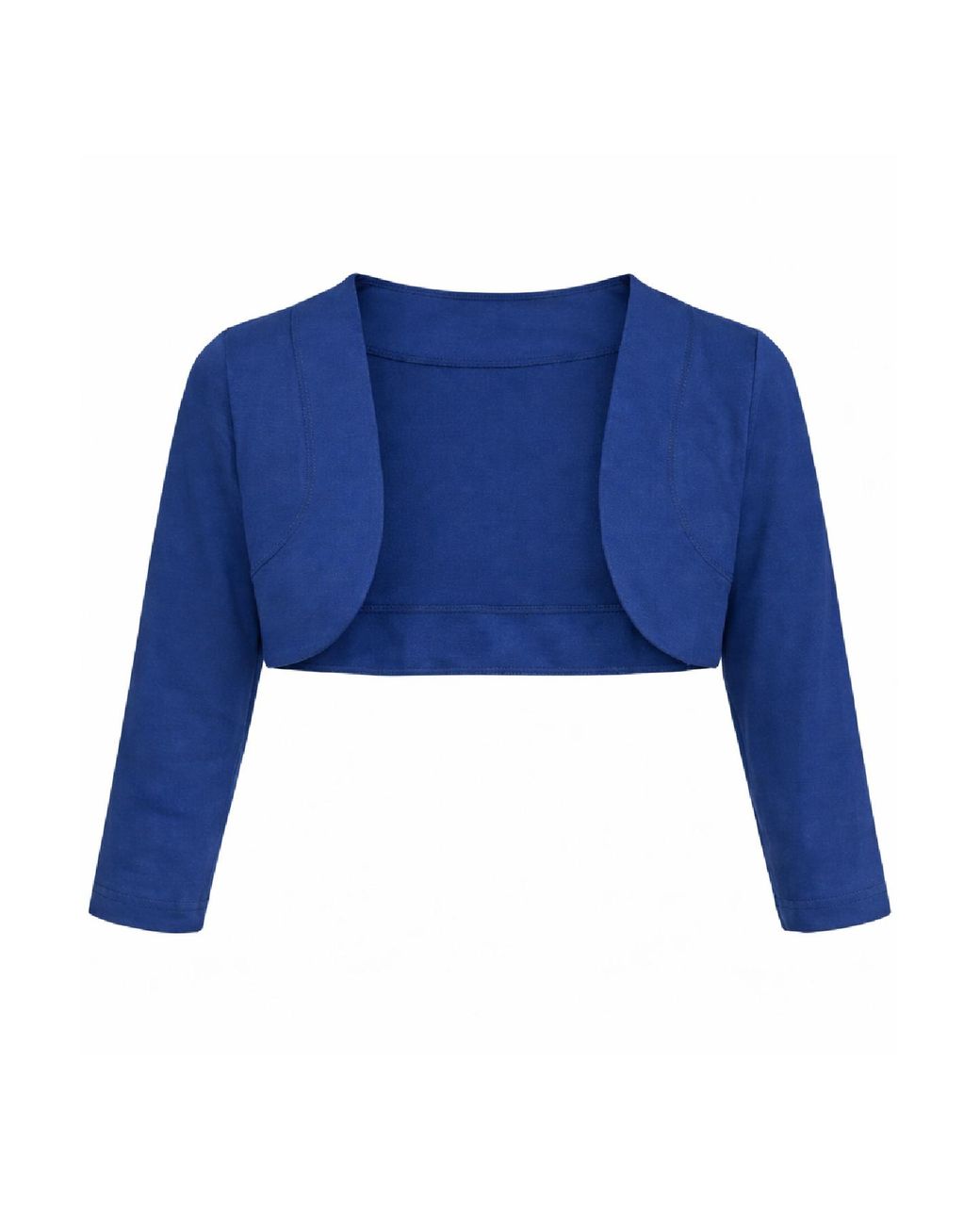 Conquista Blue Elegant Cropped Bolero With 3/4 Sleeves