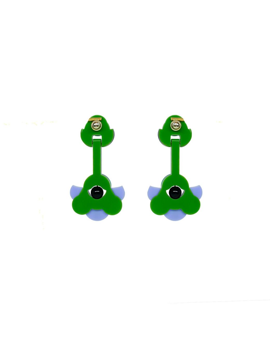 Gissa Bicalho Green Handmade Acrylic Earring Petunia