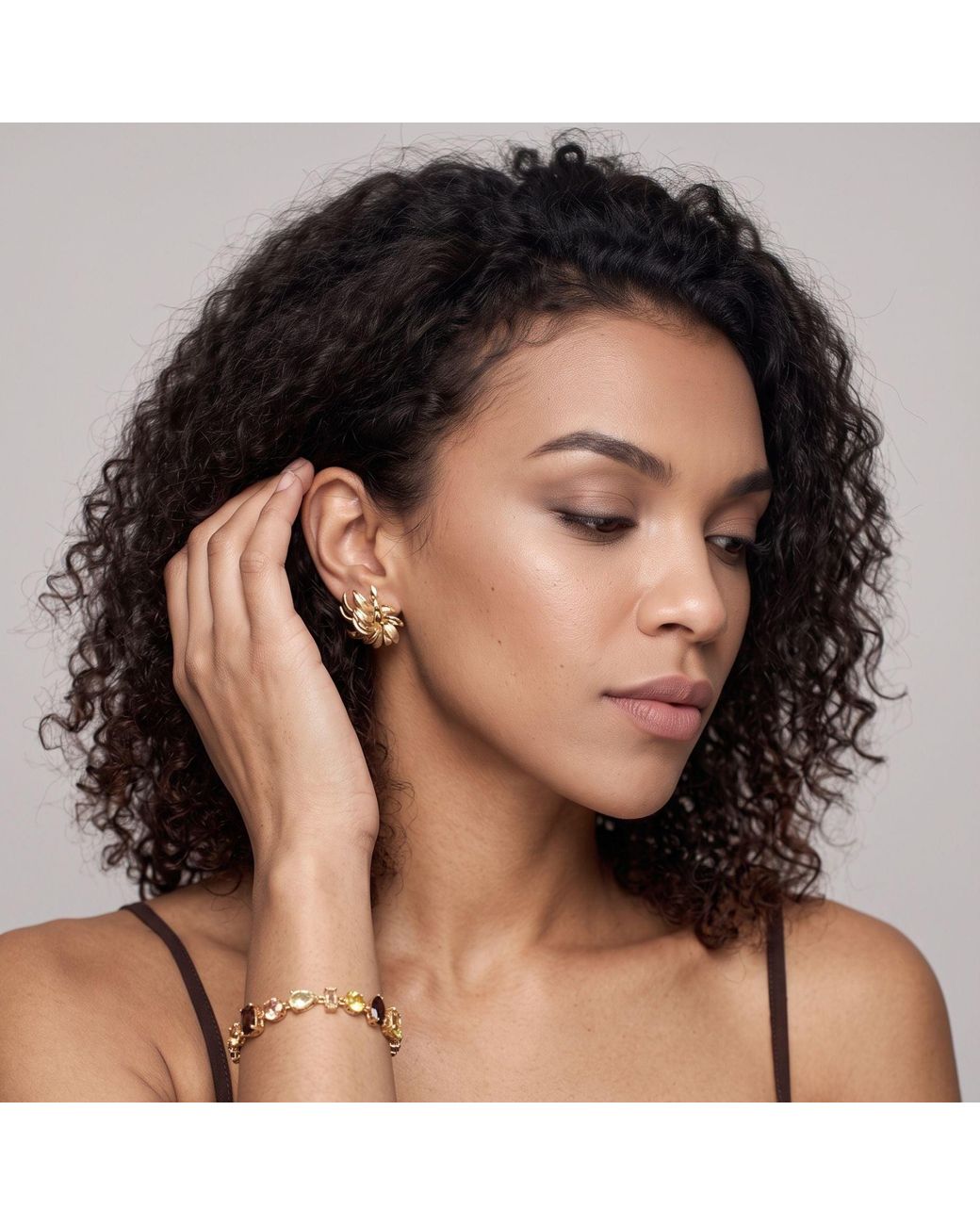 Uchi and Soto Metallic Kinmokusei Floral Statement Stud Earrings