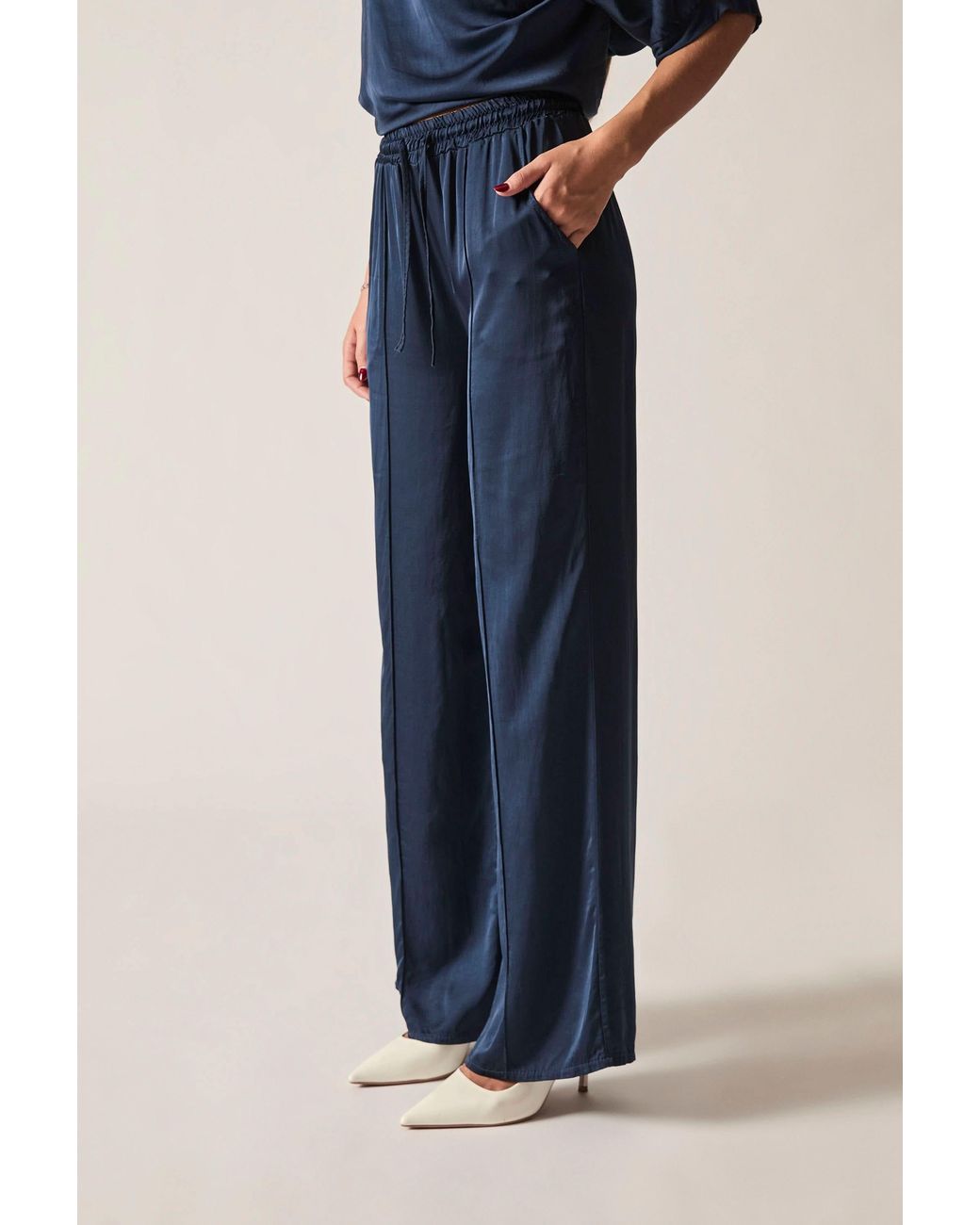 James Lakeland Blue Wide-Leg Drawstring Trousers