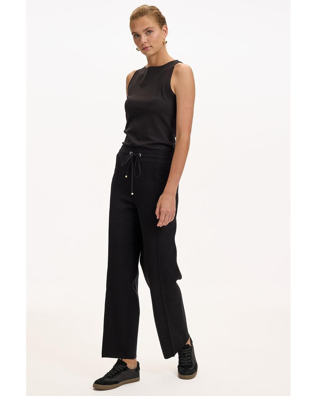 Exquise Black Drawstring Knitted Trousers –