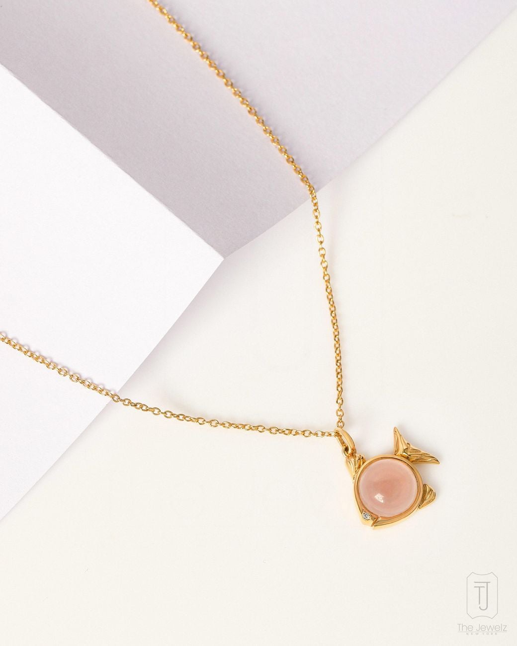 The Jewelz Metallic 'Blush Current' Natural Rose Quartz 925 Necklace