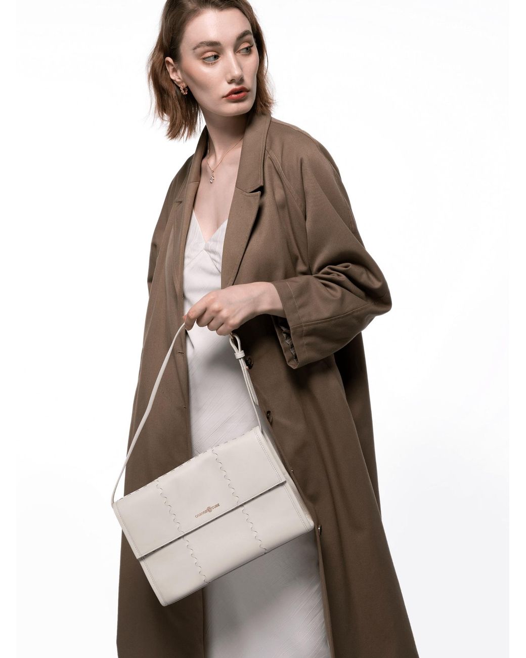 Orange Cube White Mosaic Messenger Bag