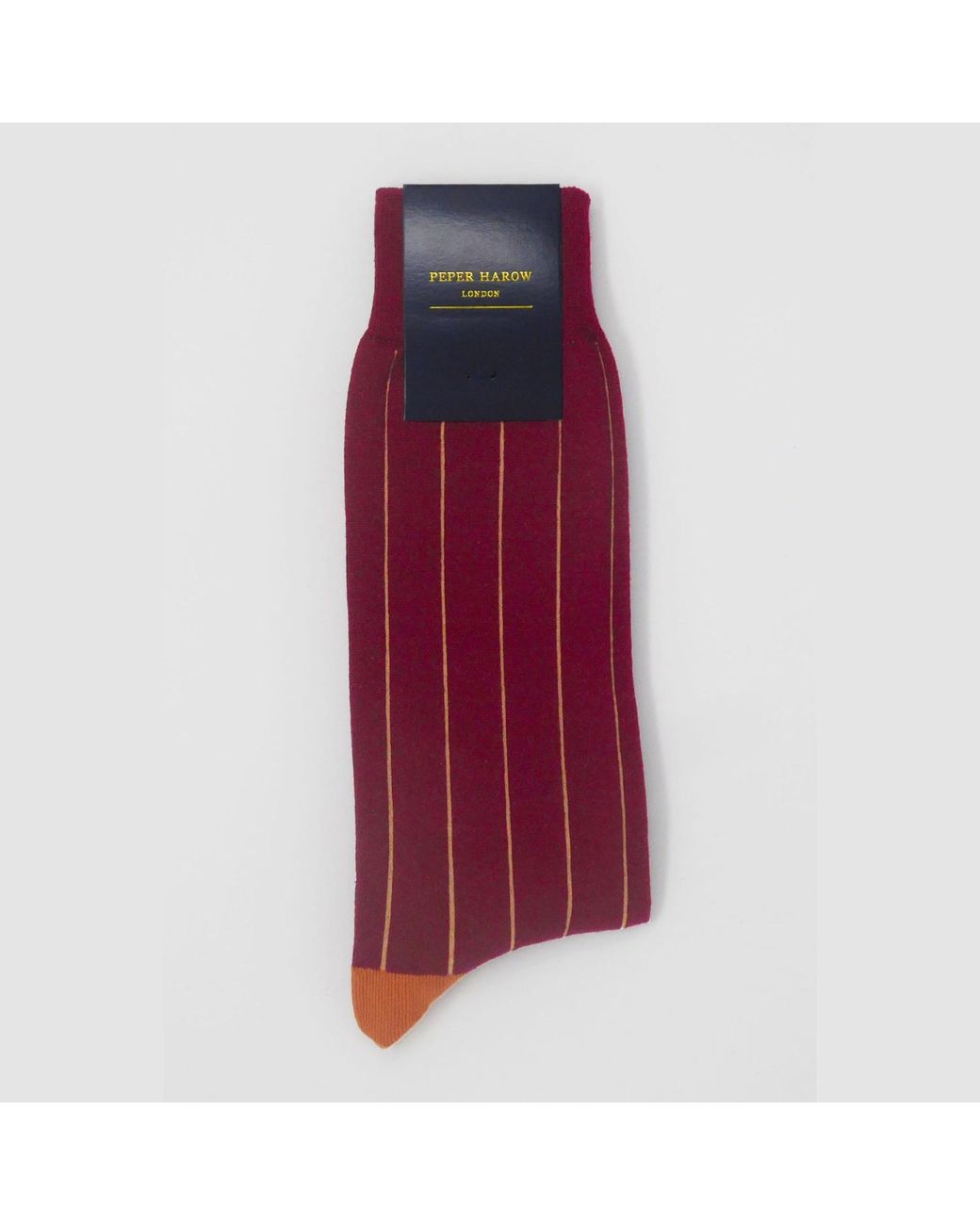 Peper Harow - Made in England Red Crimson Pin Stripe Socks for men