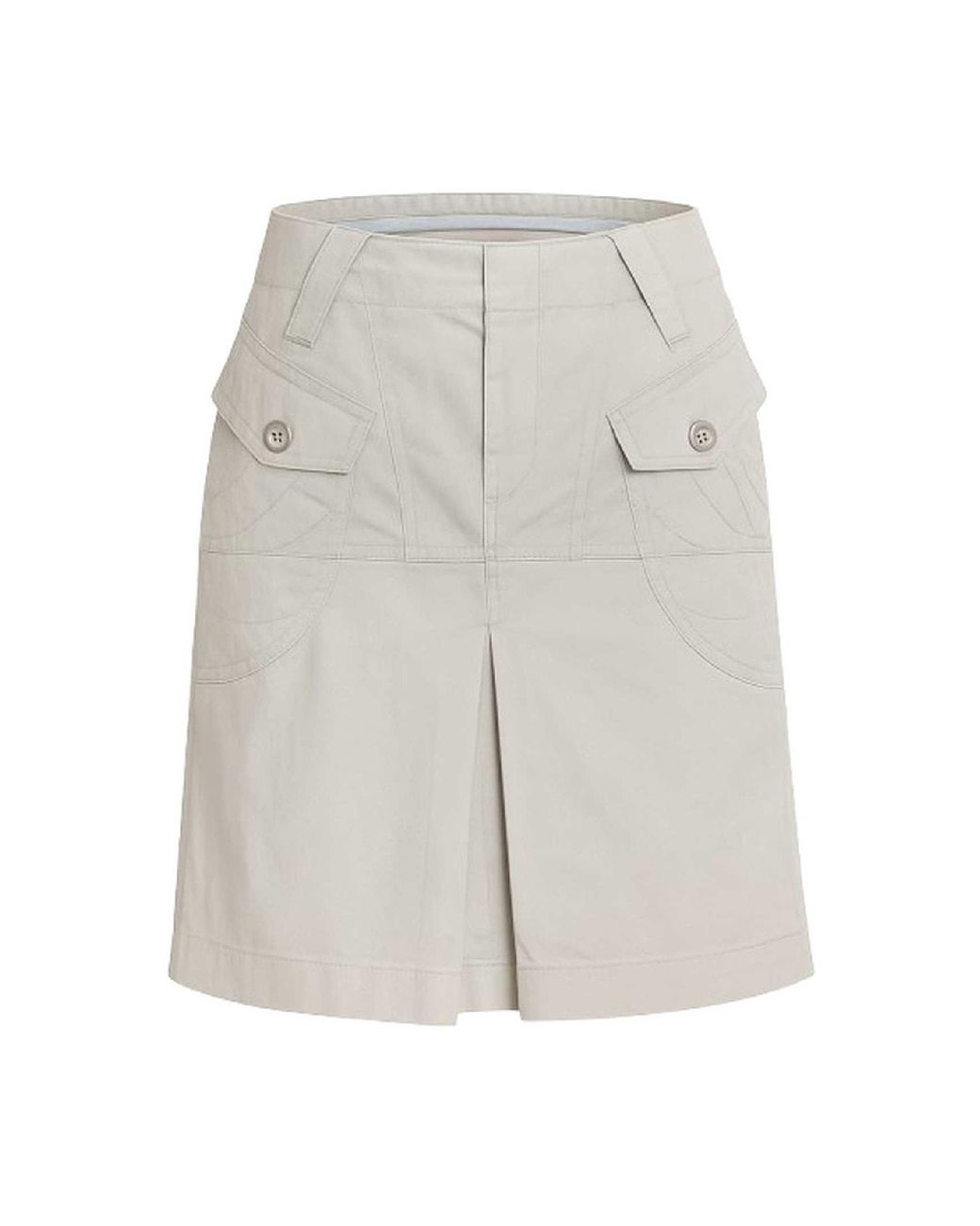 Conquista White Neutrals Cotton Gabardine Skirt With Buttoned Pockets