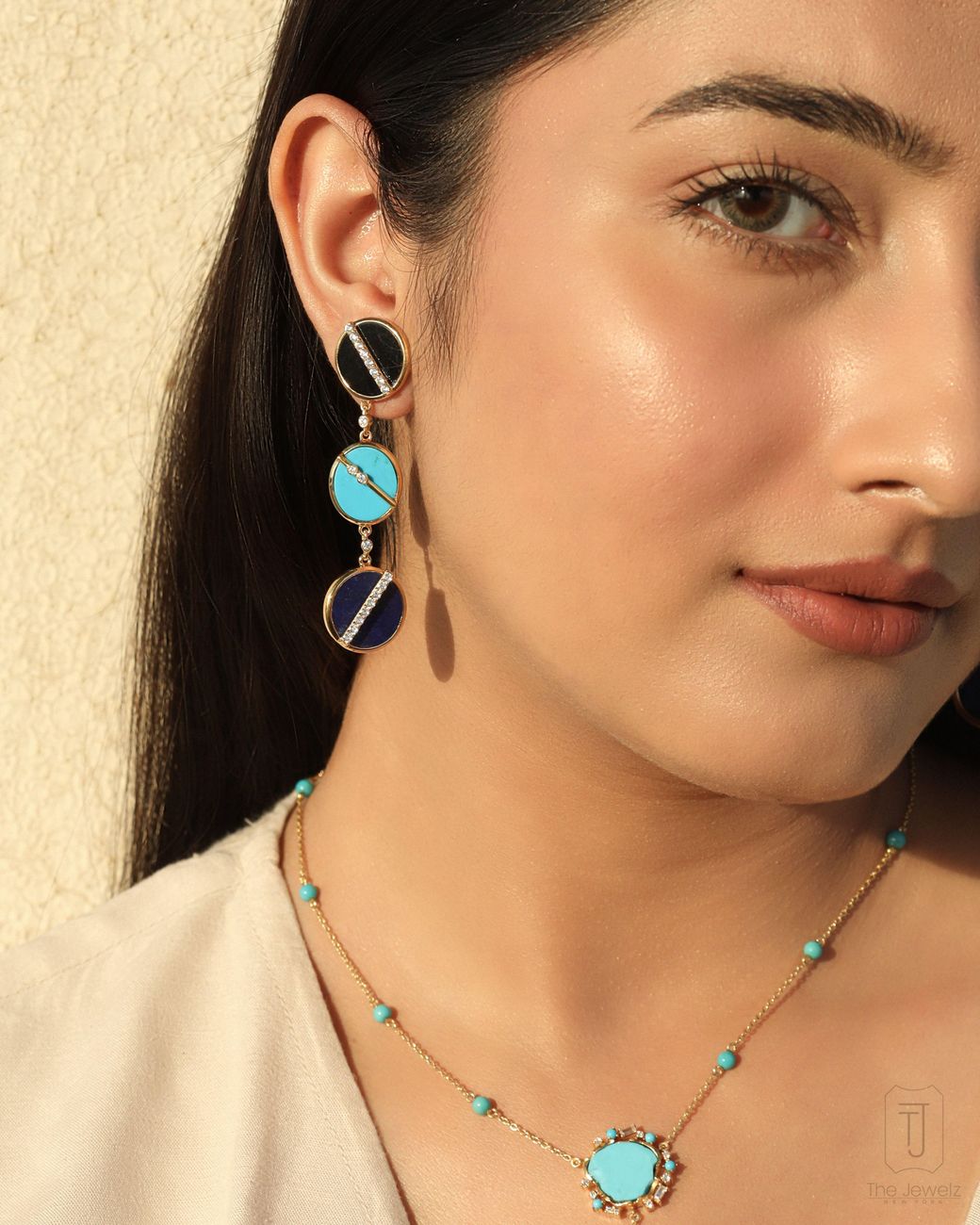 The Jewelz Blue Harmony Drop Long Plated Earrings