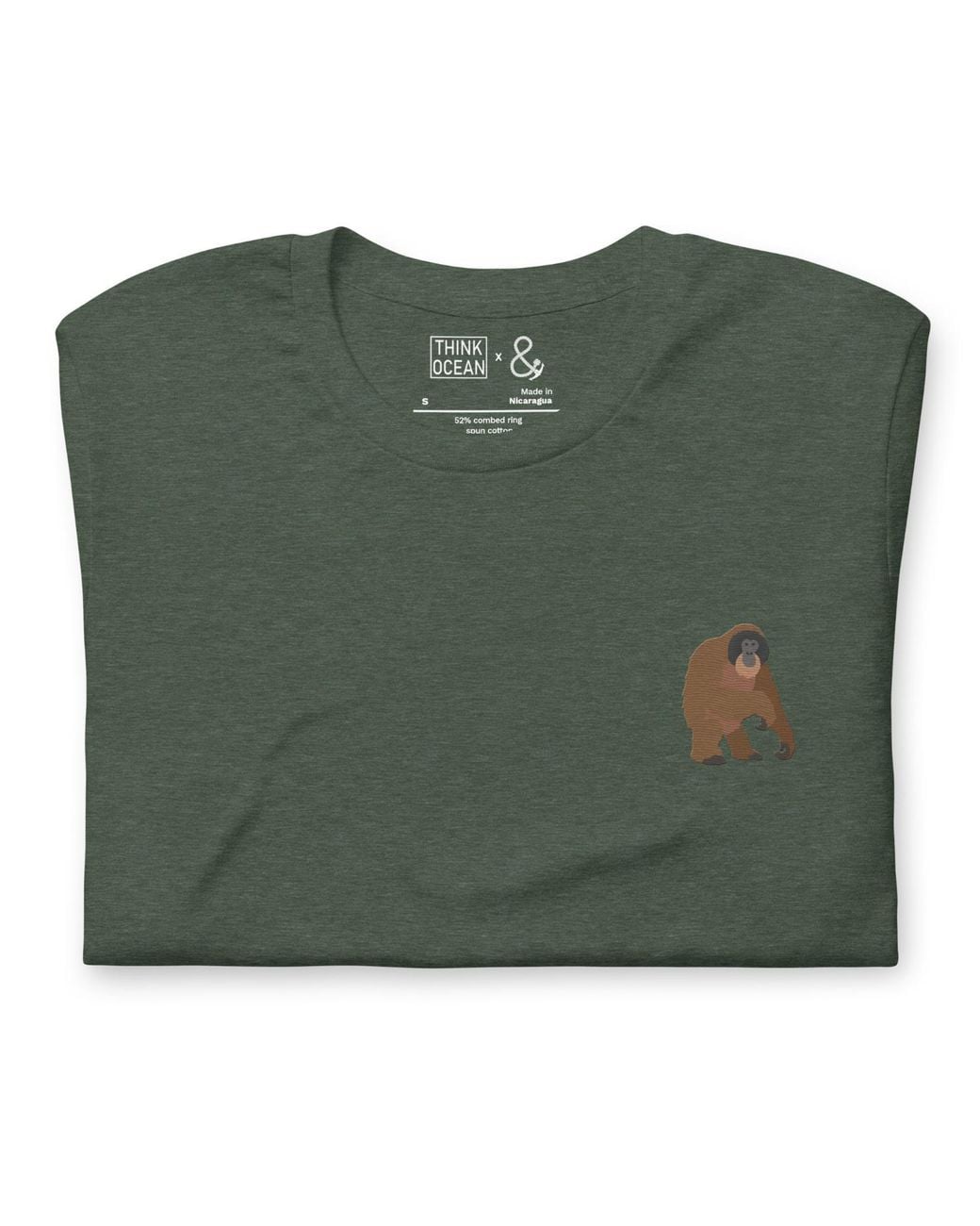 Anchor and Crew Green Forest Think Ocean Orangutan Aspirations Cotton Embroidered T-Shirt