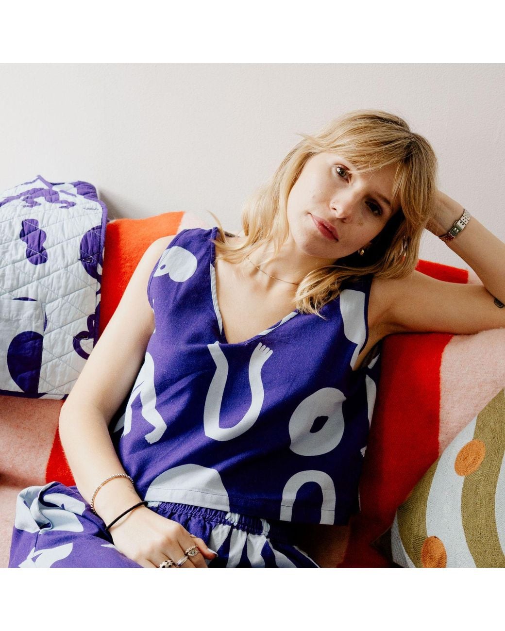 Wild Clouds Purple Organic Cotton & Linen Two-Way Tank