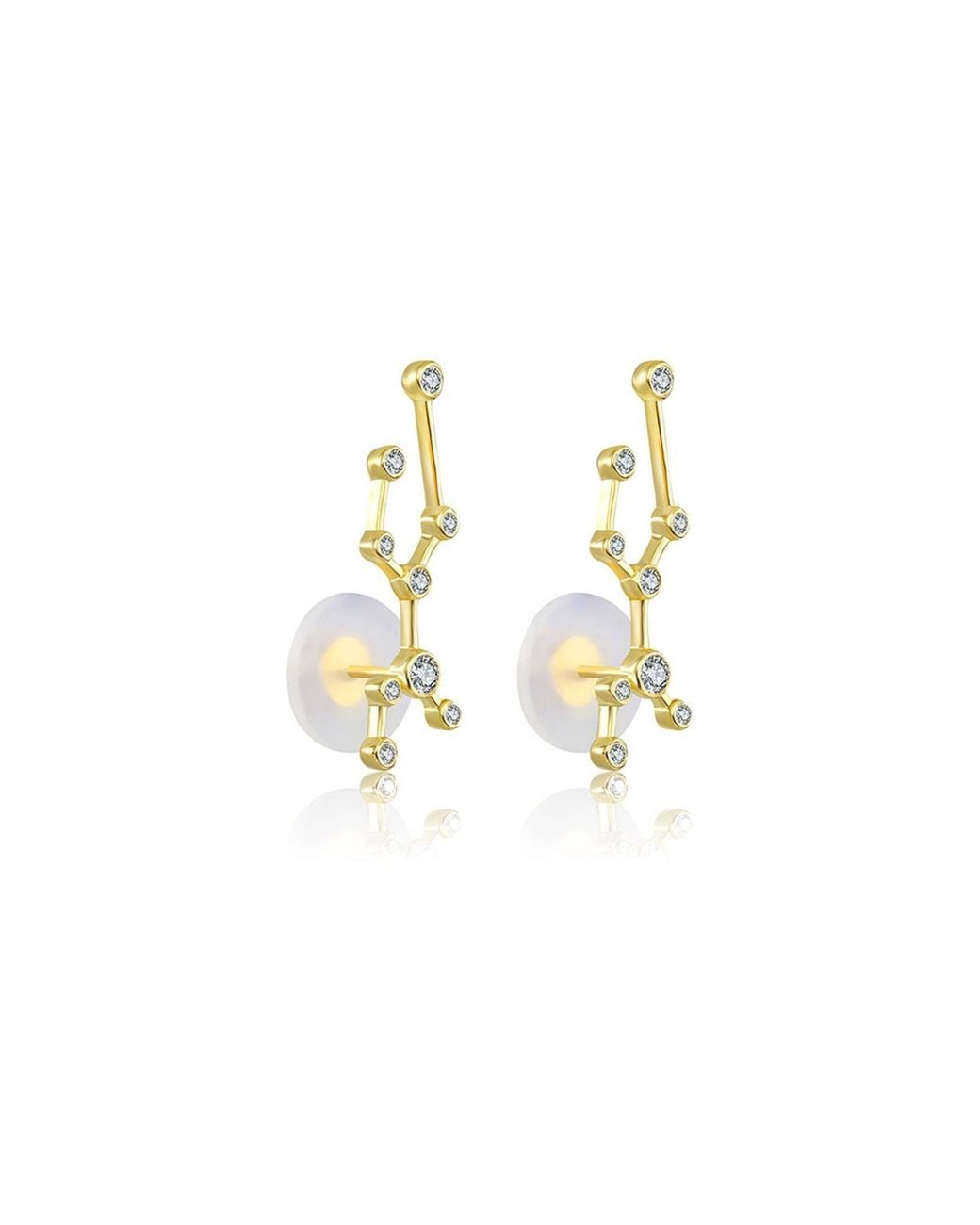 Genevieve Collection Metallic Virgo Zodiac Constellation Earring 18K & Diamond