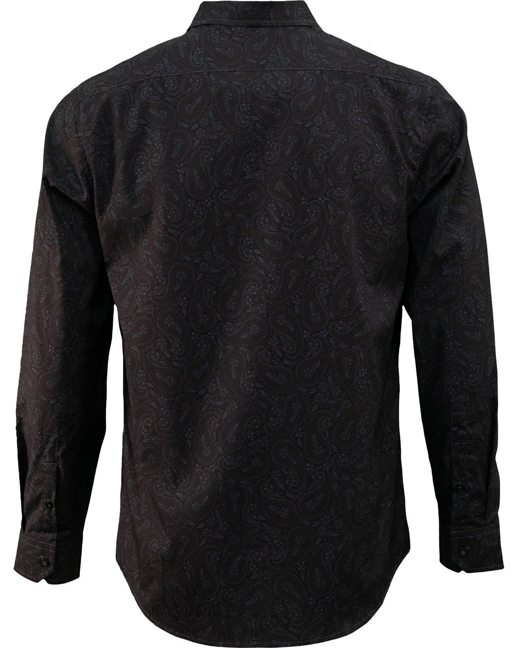 Lords of Harlech Black Stretch Cotton Paisley Shirt for men