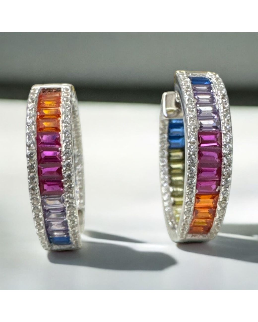 Latelita London Blue Judy Baguette Hoop Earrings