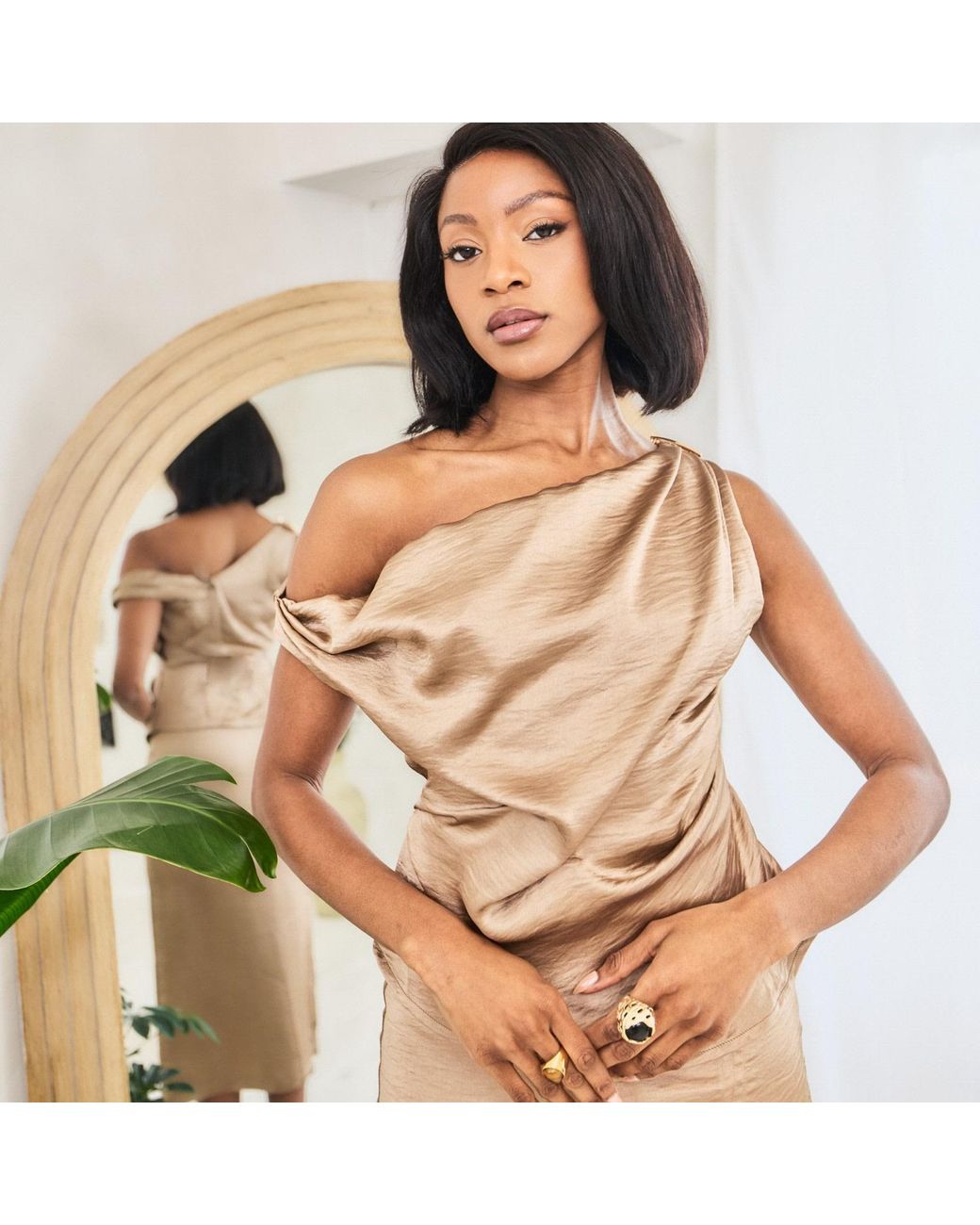 34B Natural Neutrals Laurie Asymmetrical Blouse
