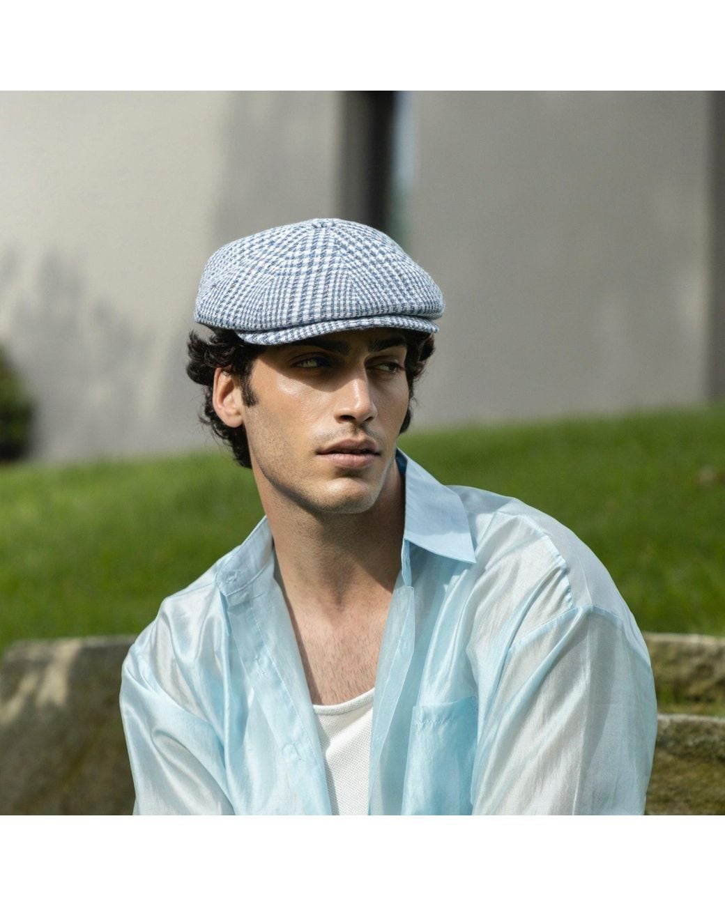 DORIA 1905 Gray Prince-Of-Wales Fabric Irish Cap for men