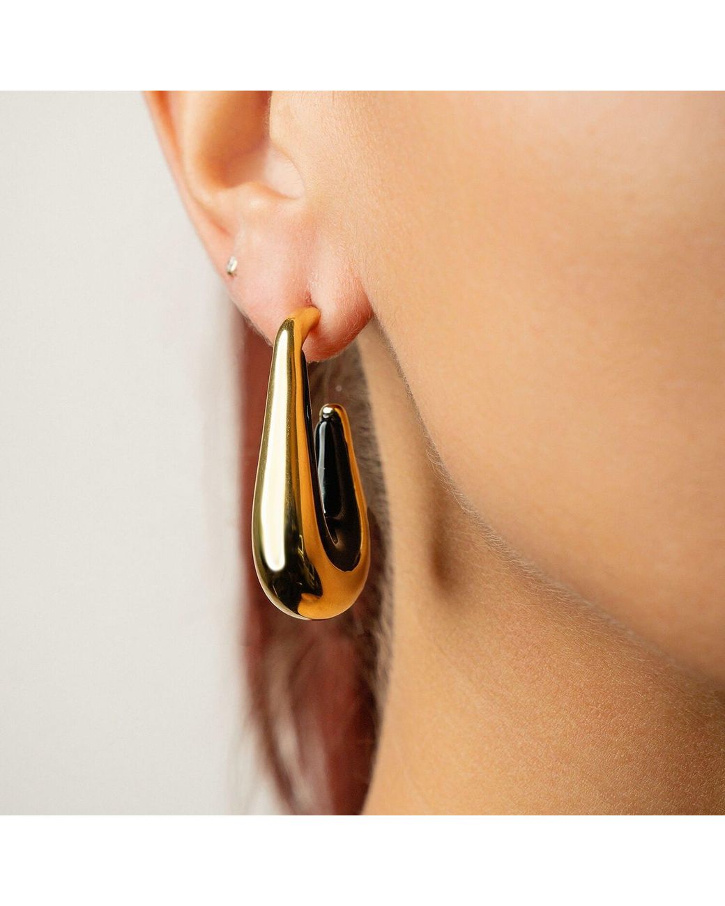 Gold & Honey Metallic Drop Hoop Earrings