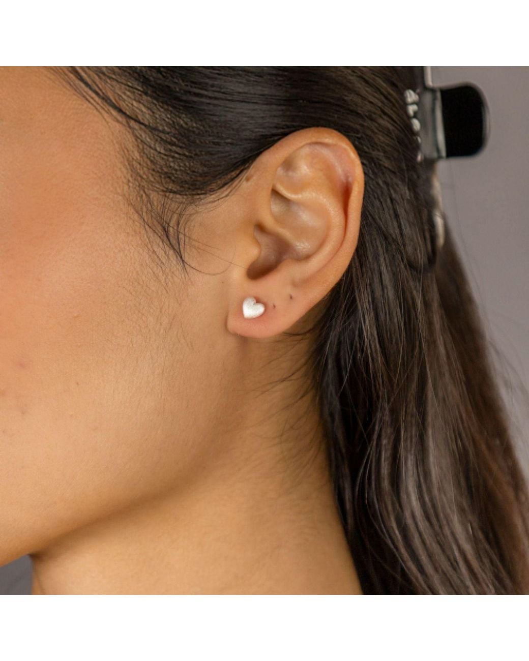 Claire Hill Designs Metallic Brushed Heart Stud Earrings