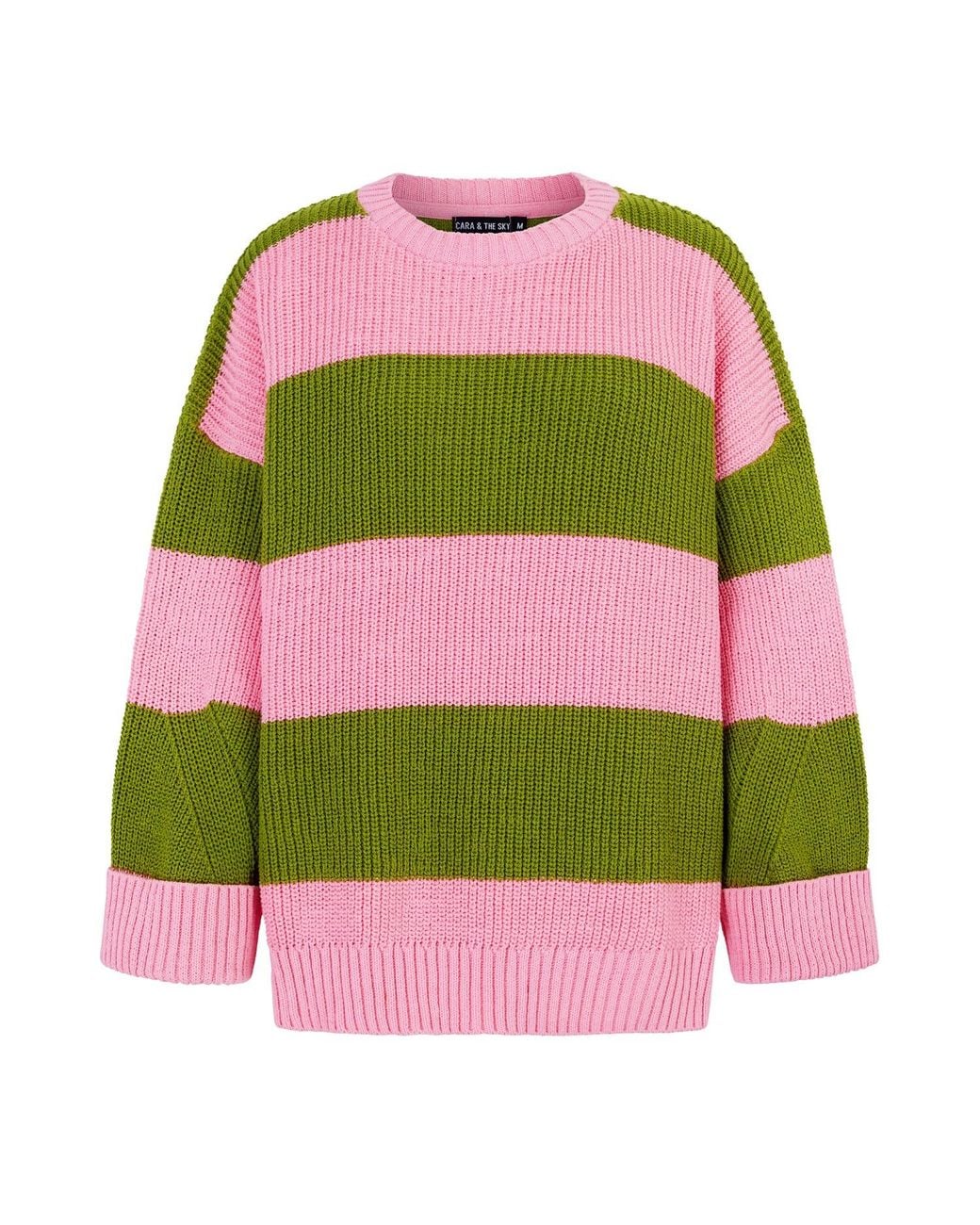 Cara & The Sky Green Rhiannon Recycled Cotton Chunky Stripe Jumper