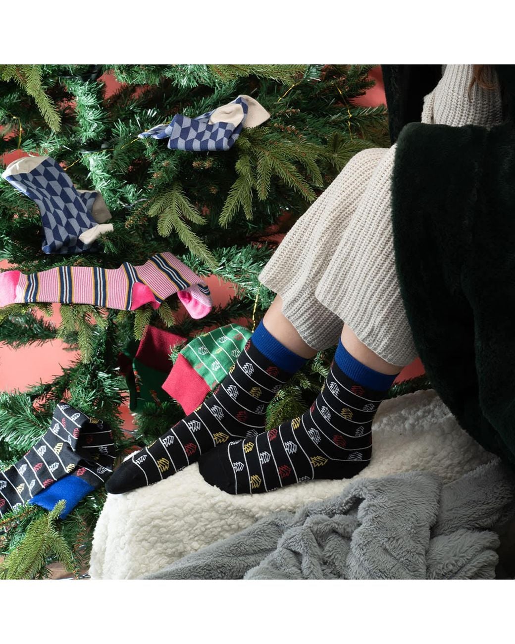 Peper Harow - Made in England Blue Christmas Tree & Elizabeth Ginger Socks Bundle