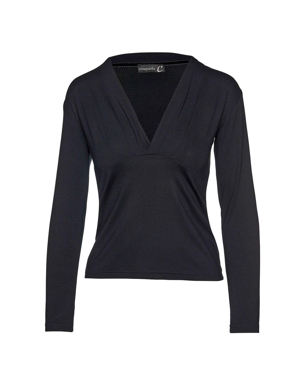 Conquista Blue Long Sleeve Faux Wrap Top